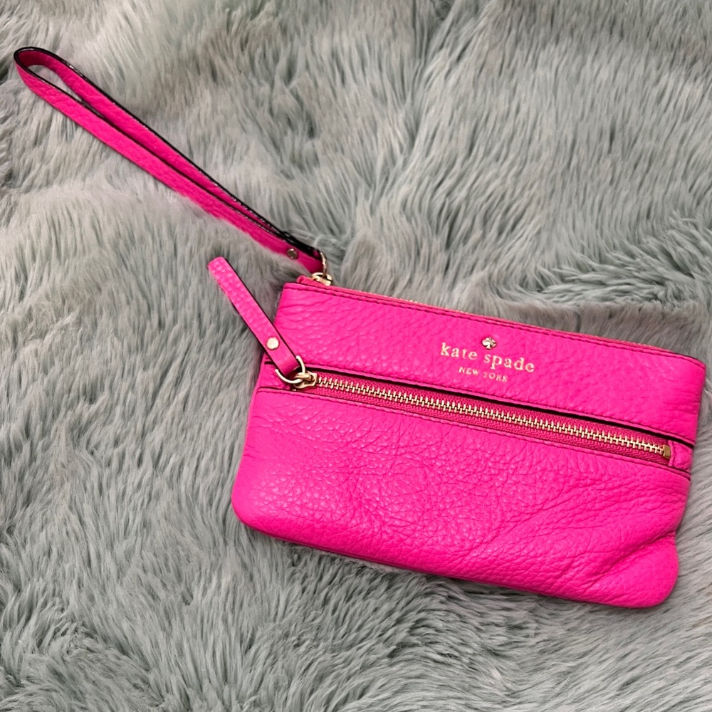 Kate Spade hot pink leather wristlet - New, never used.